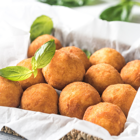 Chicken Arancini Balls on Red Sauce