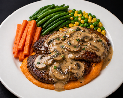 Steak & Veggie Mash with Creamy Mushroom Gravy