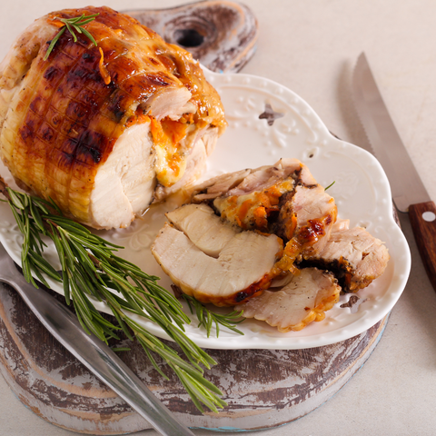 Honey & Macadamia Stuffed Rolled Roast Chicken