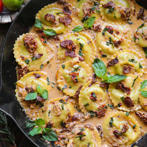 Creamy Sundried tomato & Chorizo Ravioli